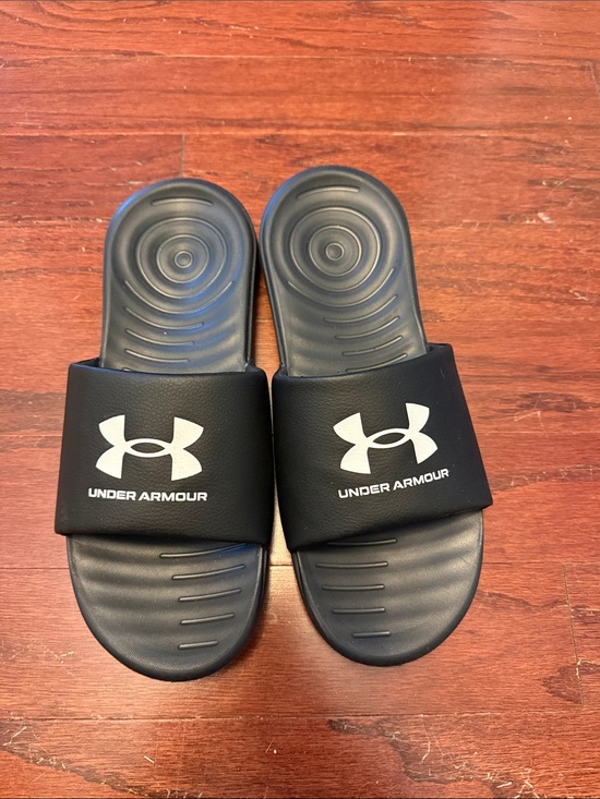 Under Armour Other - Under Armour Black Slide Sandals with White Logo Strap